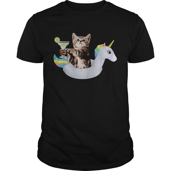 Tops - Summer Cat Drinking Lemon Unicorn Float Shirt